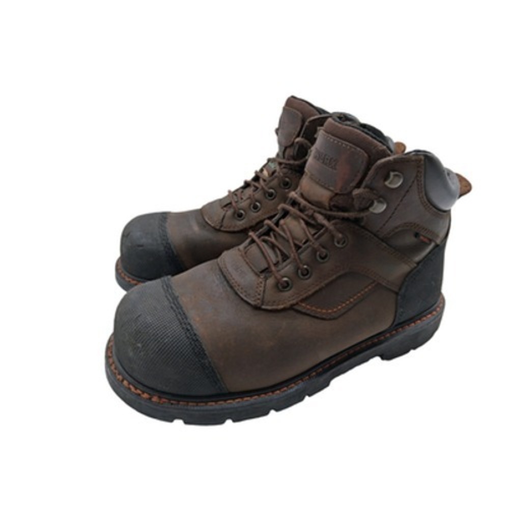 Worx Boots Mens Size 9.5 Brown Leather Safety Toe Lace Up Work Ankle 5906